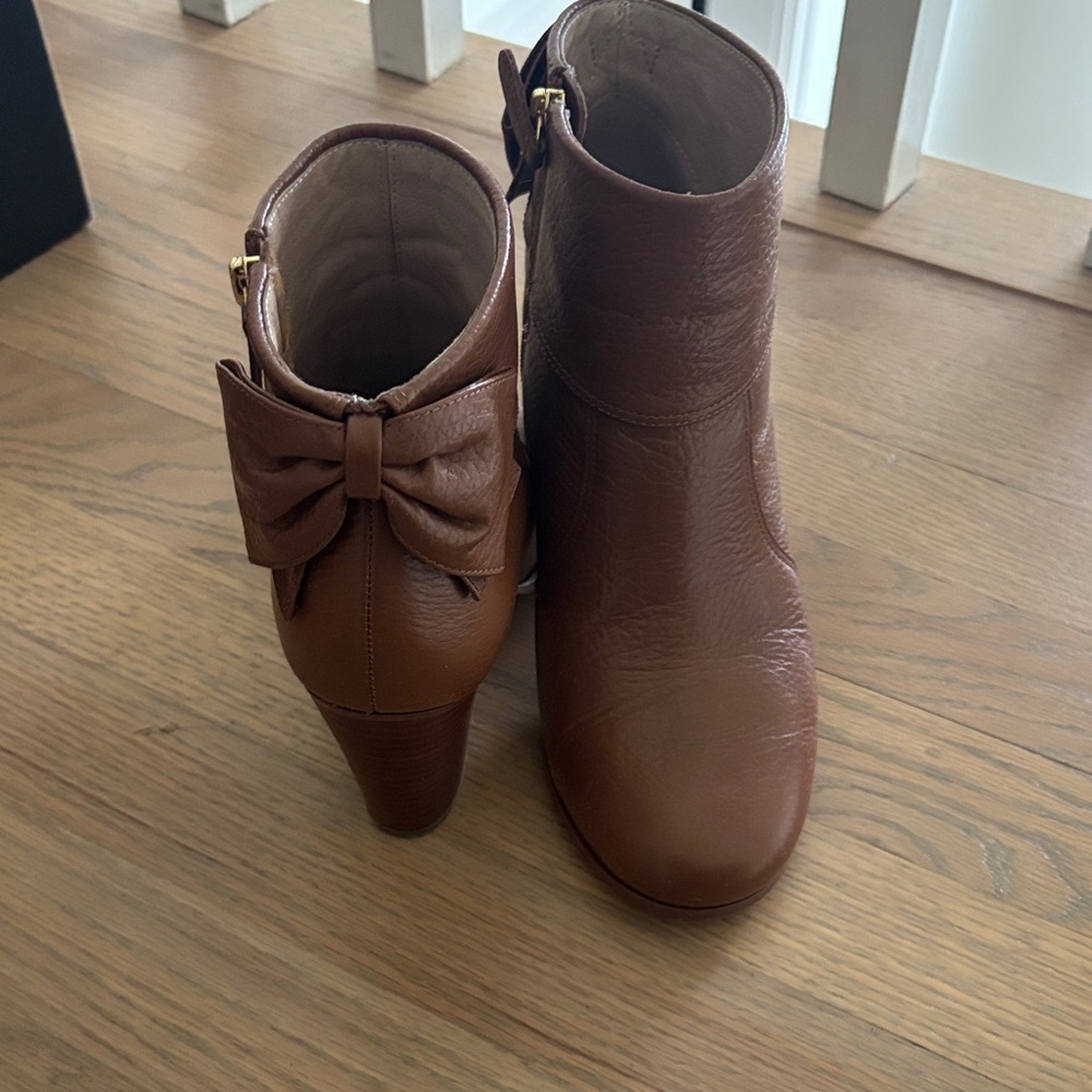 Kate Spade Brown Ankle Booties with Bow Accent